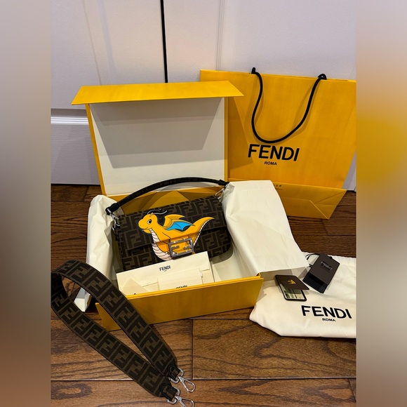 FENDI x FRGMT x POKÉMON Brown FF Fabric Bag - Picture 1 of 7